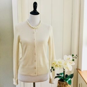 J CREW Ivory 100% Cashmere Cardigan Sweater